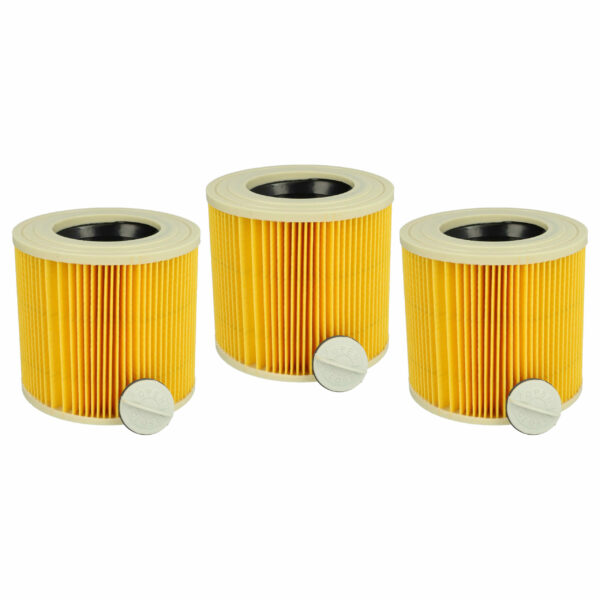 3x Filtro de Cartucho vhbw Compatível Kärcher 2.863-303.0, 6.414-547.0 para Aspirador PowerPlus, Amarelo
