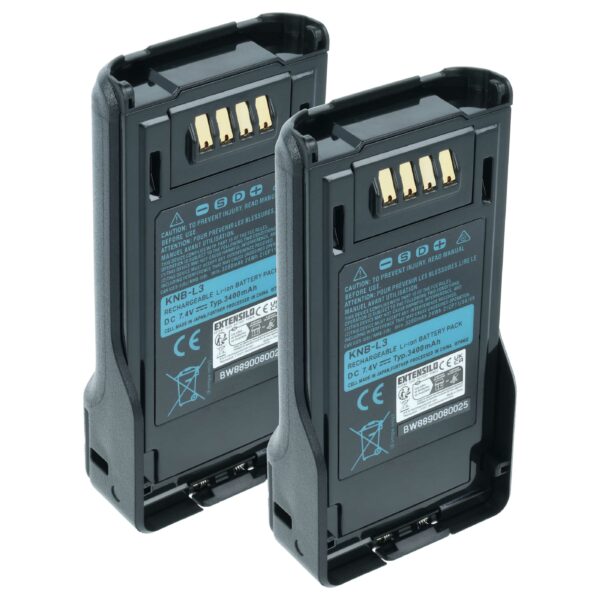 Bateria EXTENSILO para Rádio Kenwood KNB-L2M, KNB-L2, KNB-L1 - 3400 mAh 7.4 V 2x Baterias
