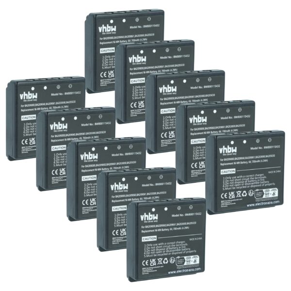 10x Bateria Replacement vhbw para Comandos HBC BA206000, BA203000, BA205030 - 700 mAh
