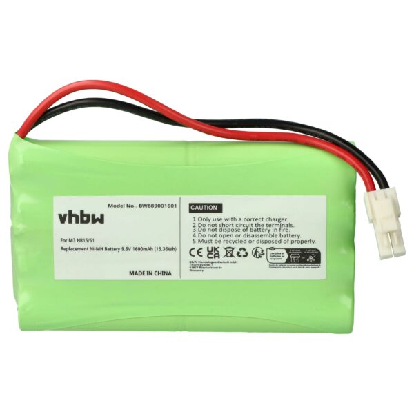 Bateria de Substituição para Operador de Portão Automático vhbw - Compatível Polargos S1512 - 1600 mAh 9.6 V NiMH