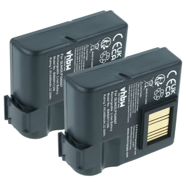 Bateria vhbw para Impressoras Zebra BTRY-MPP-68MA1-01 - 4400 mAh 7.4V Li-Ion (Pack 2x)