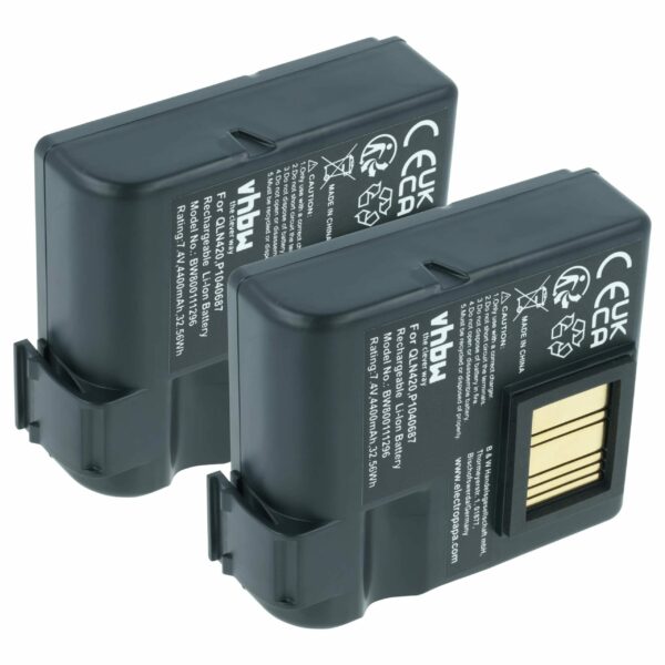 Bateria vhbw para Impressoras Zebra BTRY-MPP-68MA1-01 - 4400 mAh 7.4V Li-Ion (Pack 2x)