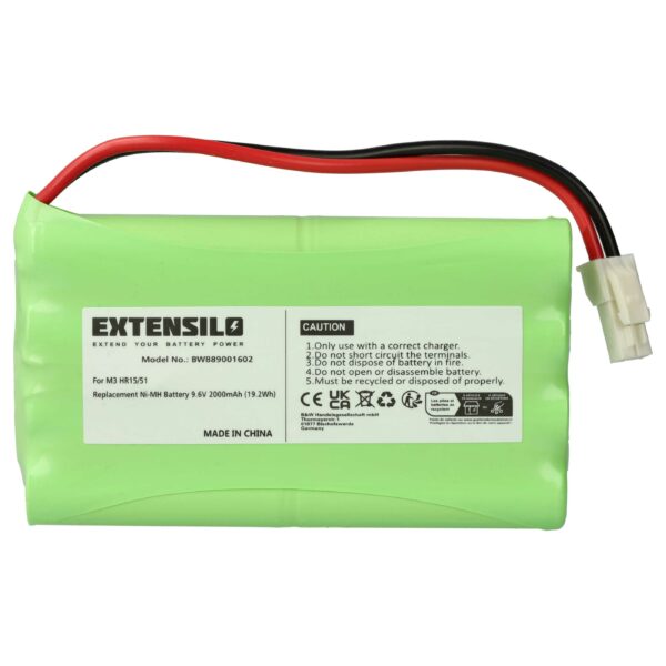 Bateria de substituição para operador de portão deslizante Polargos S1512 - 2000 mAh 9.6 V NiMH EXTENSILO