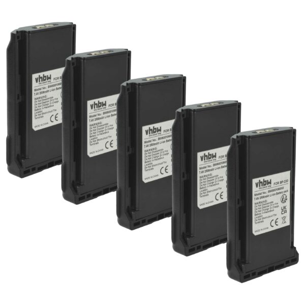 Bateria vhbw 2500 mAh 7.4 V Li-Ion para Rádios Icom CB (BJ-2000, BP-232, BP-231, BP-230) - Pack 5x