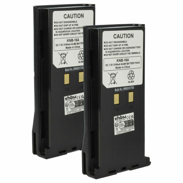 Bateria vhbw 2100 mAh 7.2V NiMH para Rádios Kenwood KNB-52N, KNB-22N, KNB-21N, KNB-17N, KNB-17A, KNB-16A (Pack 2x)