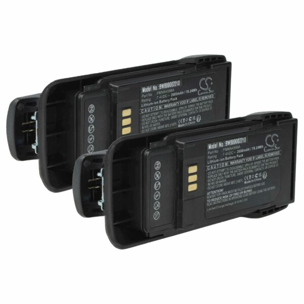 Bateria vhbw 2x para Motorola PMNN4600A, PMNN4598A - 2600 mAh 7.4 V Li-Ion + Clip de Cinto