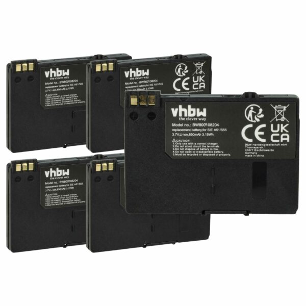 Bateria vhbw 5x para Swisscom Gigaset Telekom - 850 mAh 3.7V Li-Ion