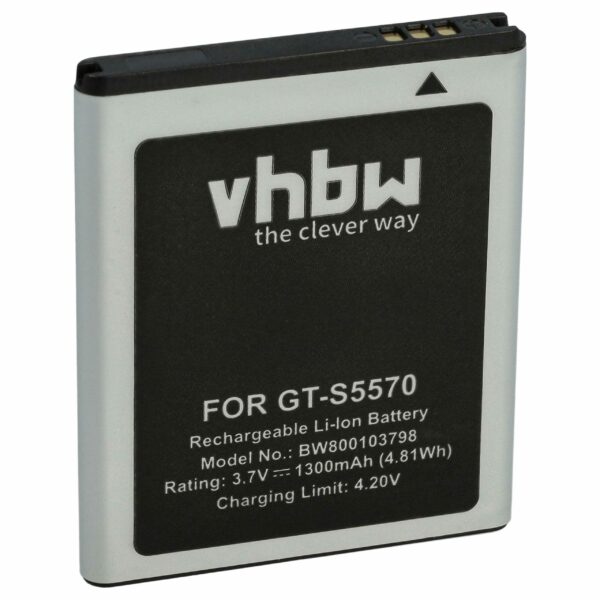 Bateria vhbw para Samsung EB494353VA, EB494353VU - 1300 mAh 3.7 V Li-Ion
