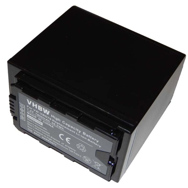 Bateria de Videogâmara vhbw substitui Panasonic VW-VBD78 - 7800 mAh 7.4 V Li-Ion