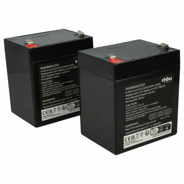 Bateria de Substituição vhbw para APC RBC20 - 2x 4500 mAh 12V AGM