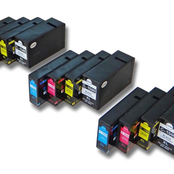 Conjunto de 12x Tinteiros vhbw para Canon PGI-1500XL (Preto, Ciano, Magenta, Amarelo)