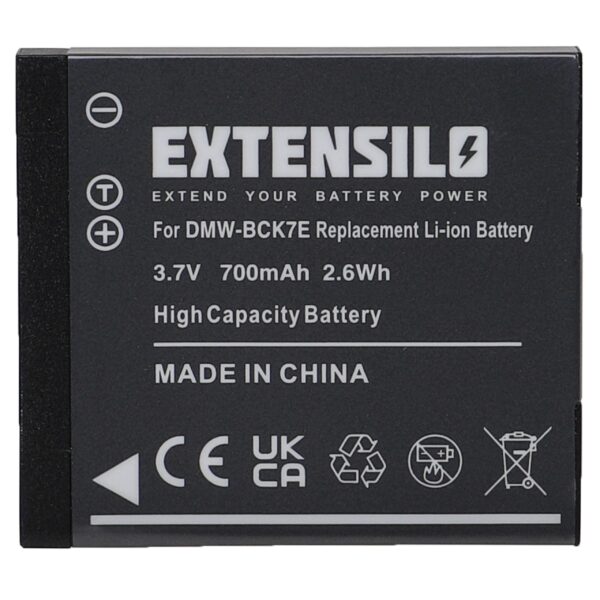 Bateria EXTENSILO Li-Ion 700mAh 3.7V para Panasonic Lumix DMC-FH2, DMC-FH5, DMC-FP5