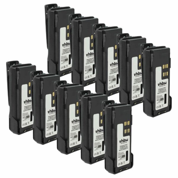 Bateria vhbw 10x para Rádio Motorola CB PMNN4406/PMNN4409 - 3000 mAh 7.4V Li-Ion com Clipe