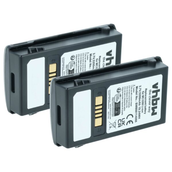 2x Bateria compatível Motorola 82-000012-01, BT-000375 para Scanner POS Motorola - 5200 mAh 3.7 V