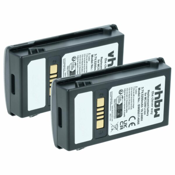 2x Bateria compatível Motorola 82-000012-01, BT-000375 para Scanner POS Motorola - 5200 mAh 3.7 V