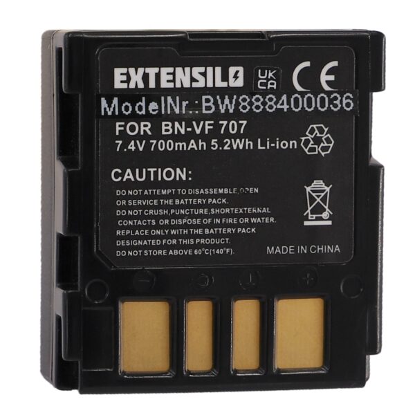 Bateria EXTENSILO compatível com JVC BN-VF707, BN-VF714, BN-VF733 - 700mAh, 7.4V, Li-Ion