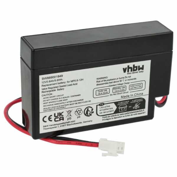 Bateria vhbw Universal 800 mAh 12 V AGM, conetor JST