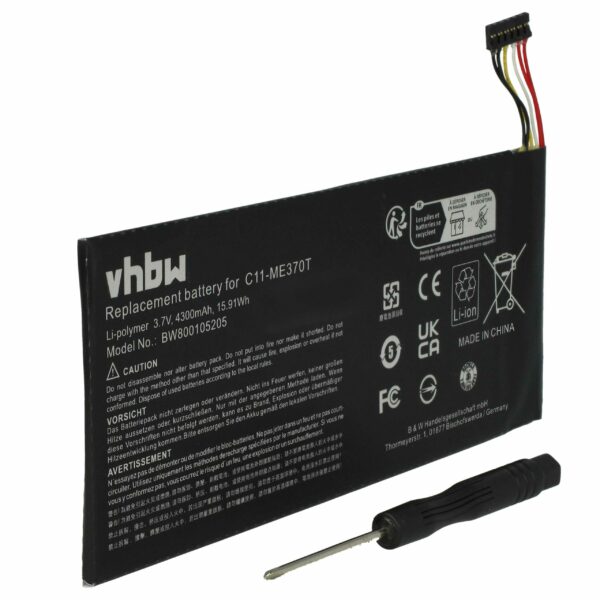 Bateria vhbw para Tablets Asus e Google - 4300 mAh 3.7 V Li-polímero