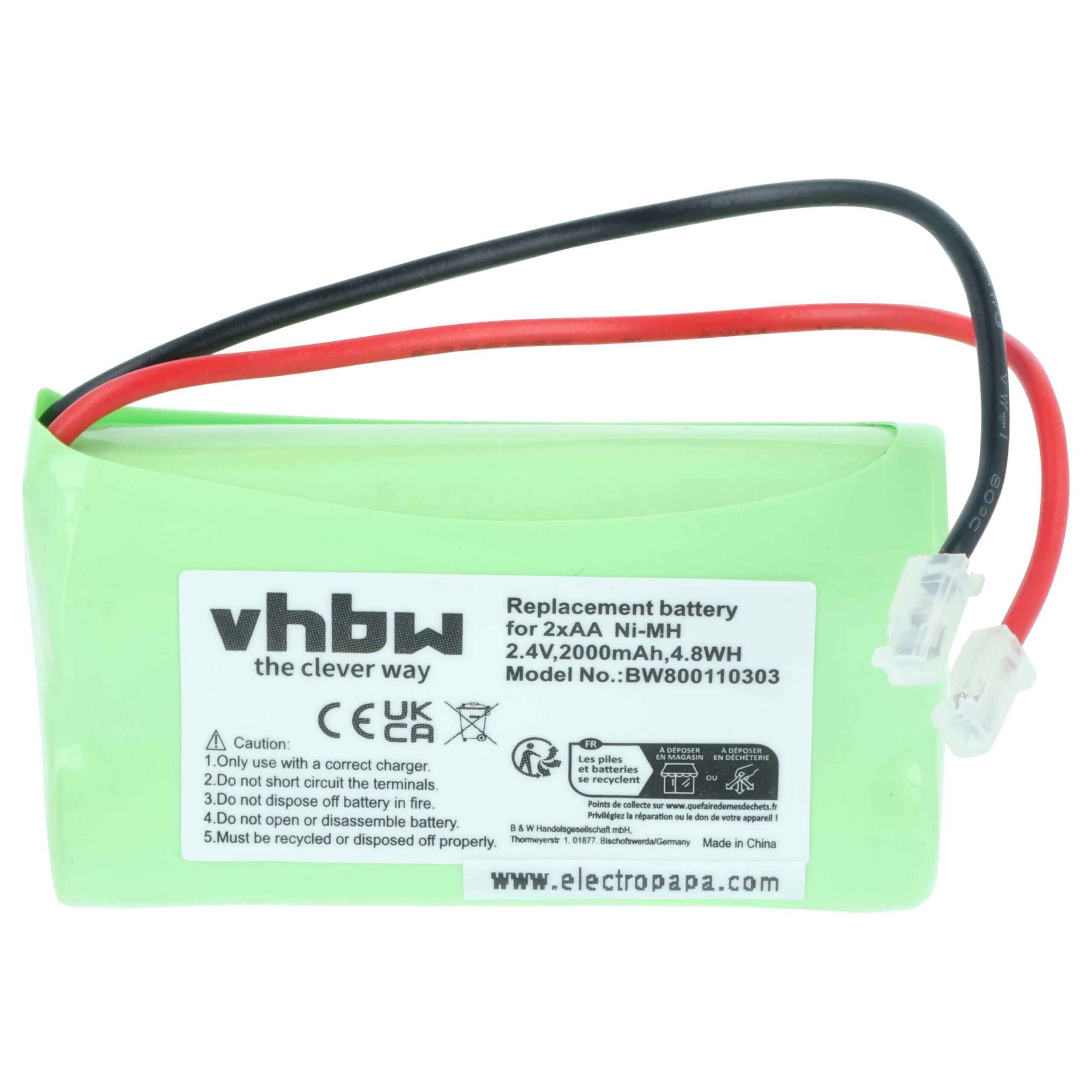 Bateria Universal vhbw 4x 2000 mAh 2.4 V NiMH - Equivalente a 2x AA Mignon - Image 3