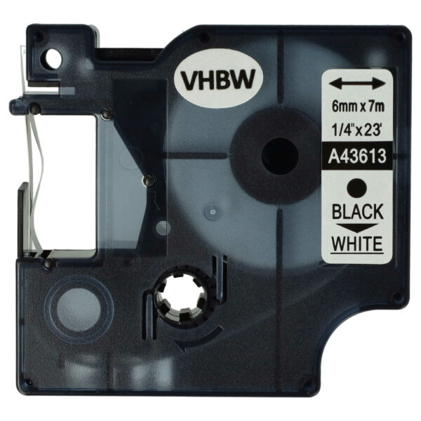 Fita para Etiqueta vhbw substitui Dymo D1, 43613 - 6 mm Preto sobre Branco