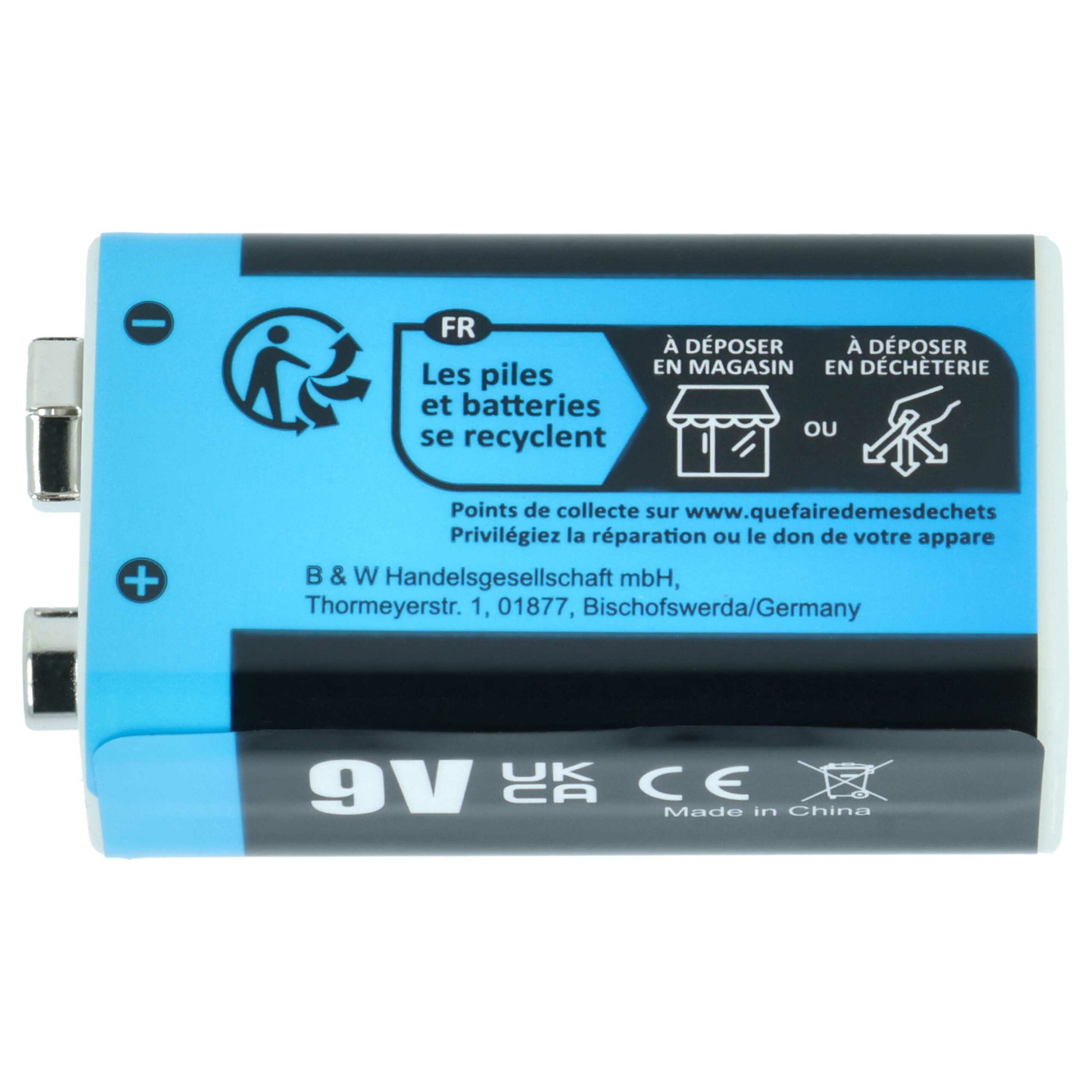 Bateria 9V Li-Ion EXTENSILO 2x 1 Ah com Porta Micro USB - Compatível Daitem BATV13 - Image 4