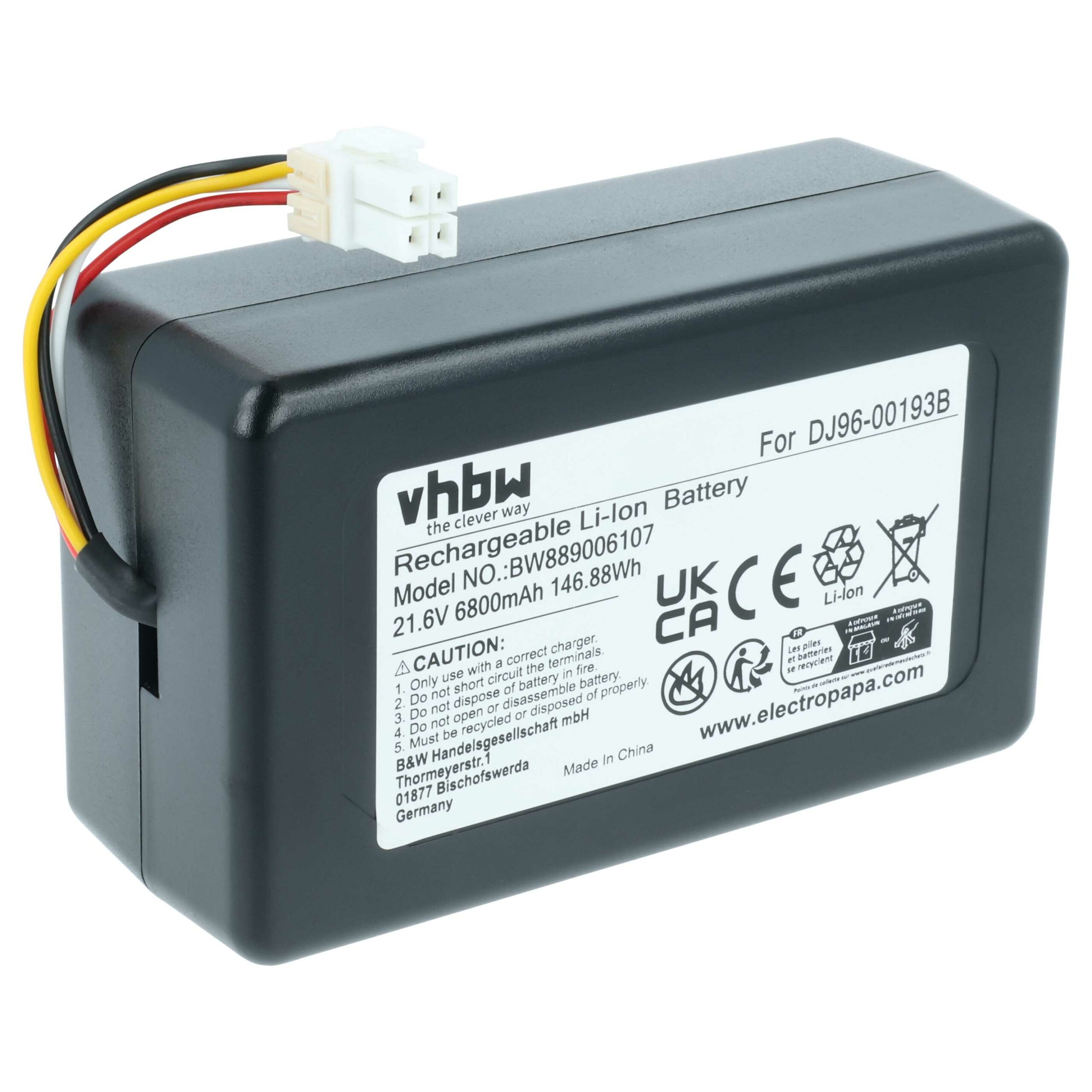 Bateria vhbw para Samsung DJ96-00193F, DJ96-00193B, DJ68-00741V-00, VCA-RBT72 - 6800mAh, 21.6V, Li-Ion