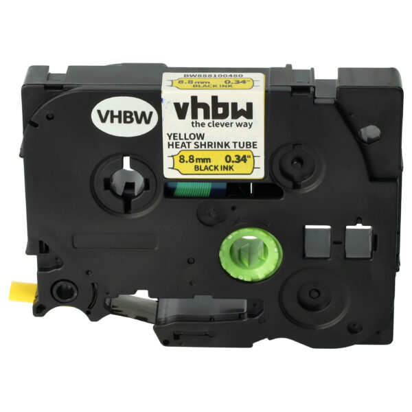 Fita termo retrátil vhbw substitui Brother HSe-621, HSe621 8.8 mm Preto sobre Amarelo