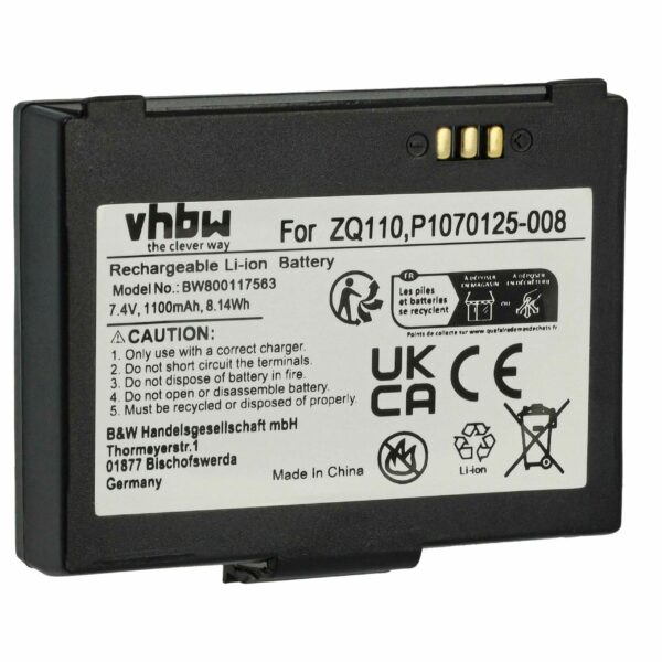Bateria vhbw para Bixolon Scanner K409-00007A, PBP-R200 - 1100 mAh 7.4 V