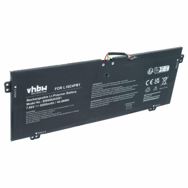 Bateria vhbw para Lenovo Yoga 720, 730 (6000 mAh, 7.68 V)