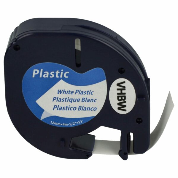 Fita de etiquetadora vhbw compatível com Dymo S0721660, 91221 - 12 mm preto sobre branco