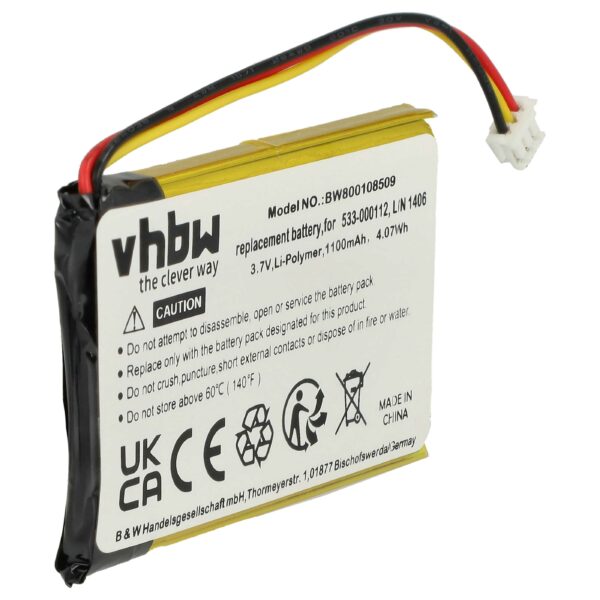 Bateria vhbw para Teclado Sem Fios Logitech K830, K830 Illuminated - 1100 mAh 3.7 V
