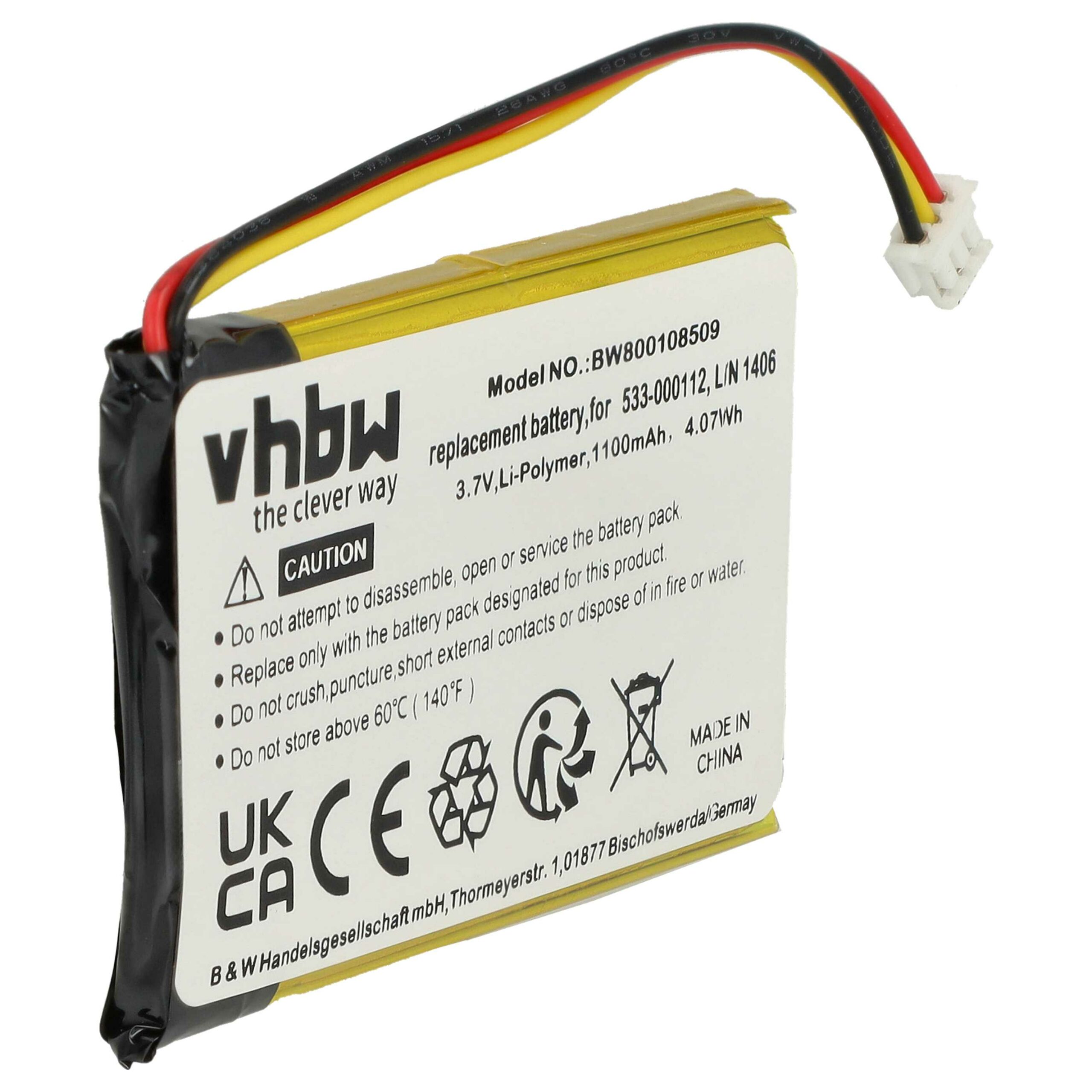 Bateria vhbw para Teclado Sem Fios Logitech K830, K830 Illuminated - 1100 mAh 3.7 V