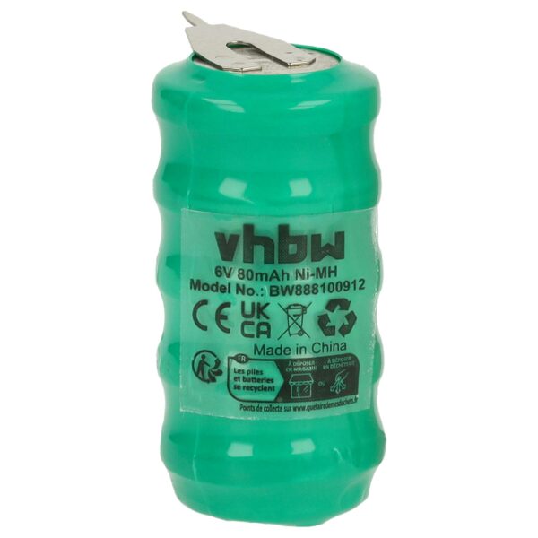Bateria de Botão vhbw V80H 2 Pinos para Modelismo e Lâmpadas Solares - 80 mAh 6 V NiMH