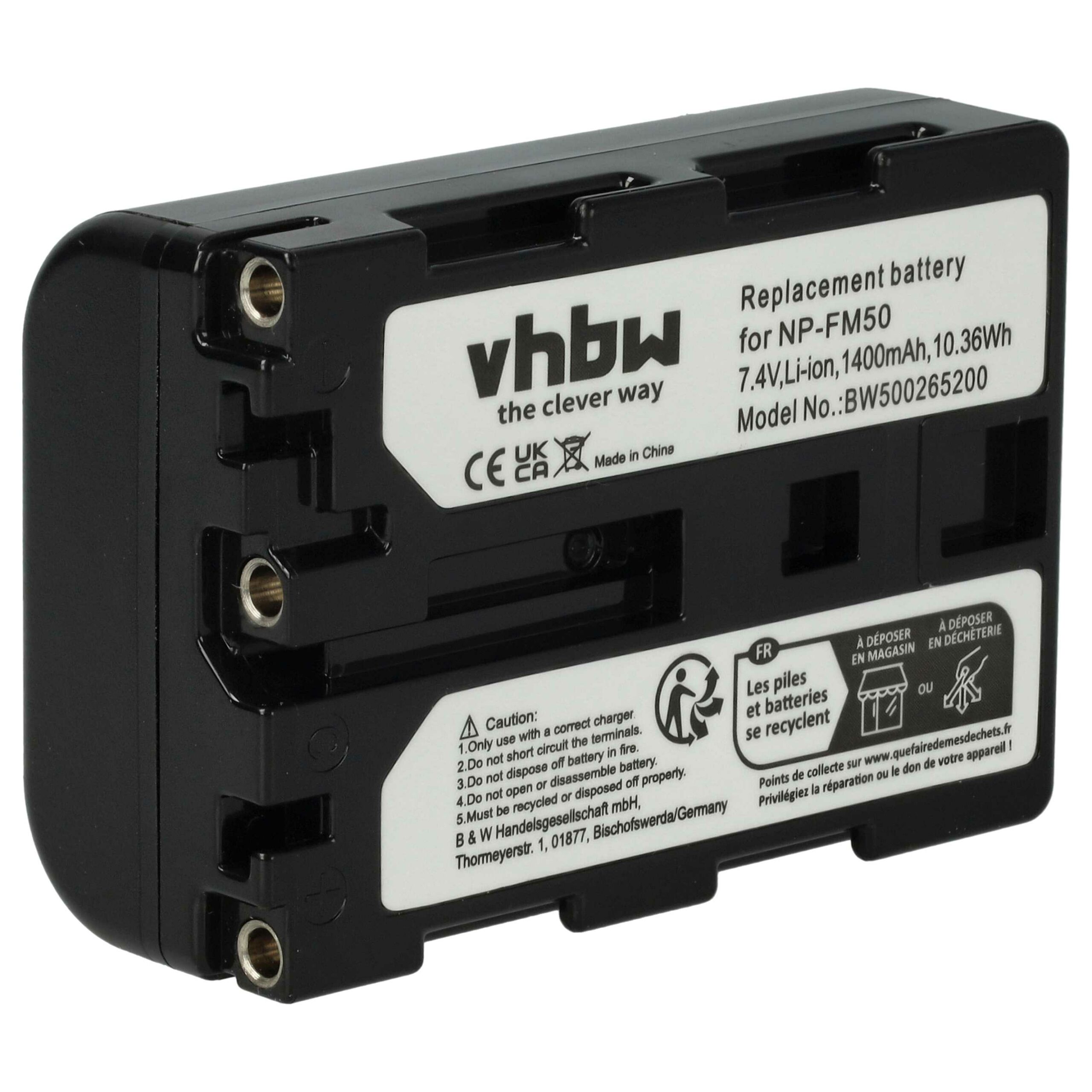 Bateria para Câmara de Vídeo Sony vhbw - Compatível NP-FM30, NP-FM50, NP-FM55H, NP-FM70, NP-FM90 - 1400 mAh 7.4V Li-Ion