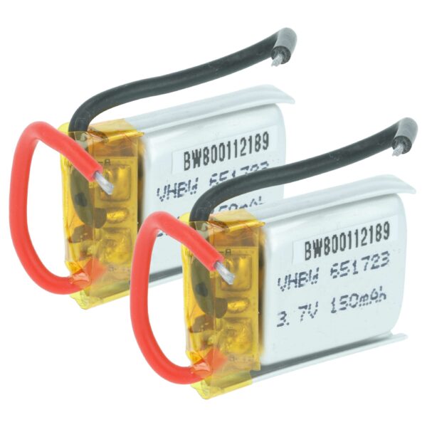Bateria de Substituição vhbw 2x 150 mAh 3.7V Li-polymer para JJRC 651723 - Conector 2 Pinos Walkera