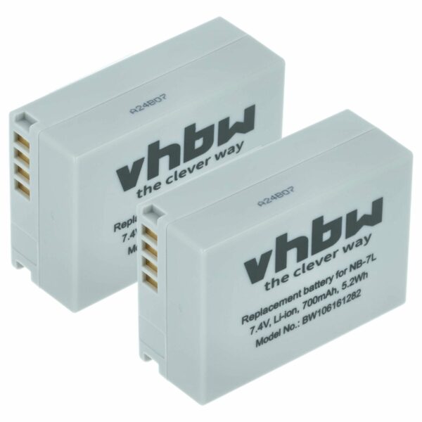 2x Bateria de substituição Canon NB-7L - 700mAh, 7.2V, Li-Ion vhbw