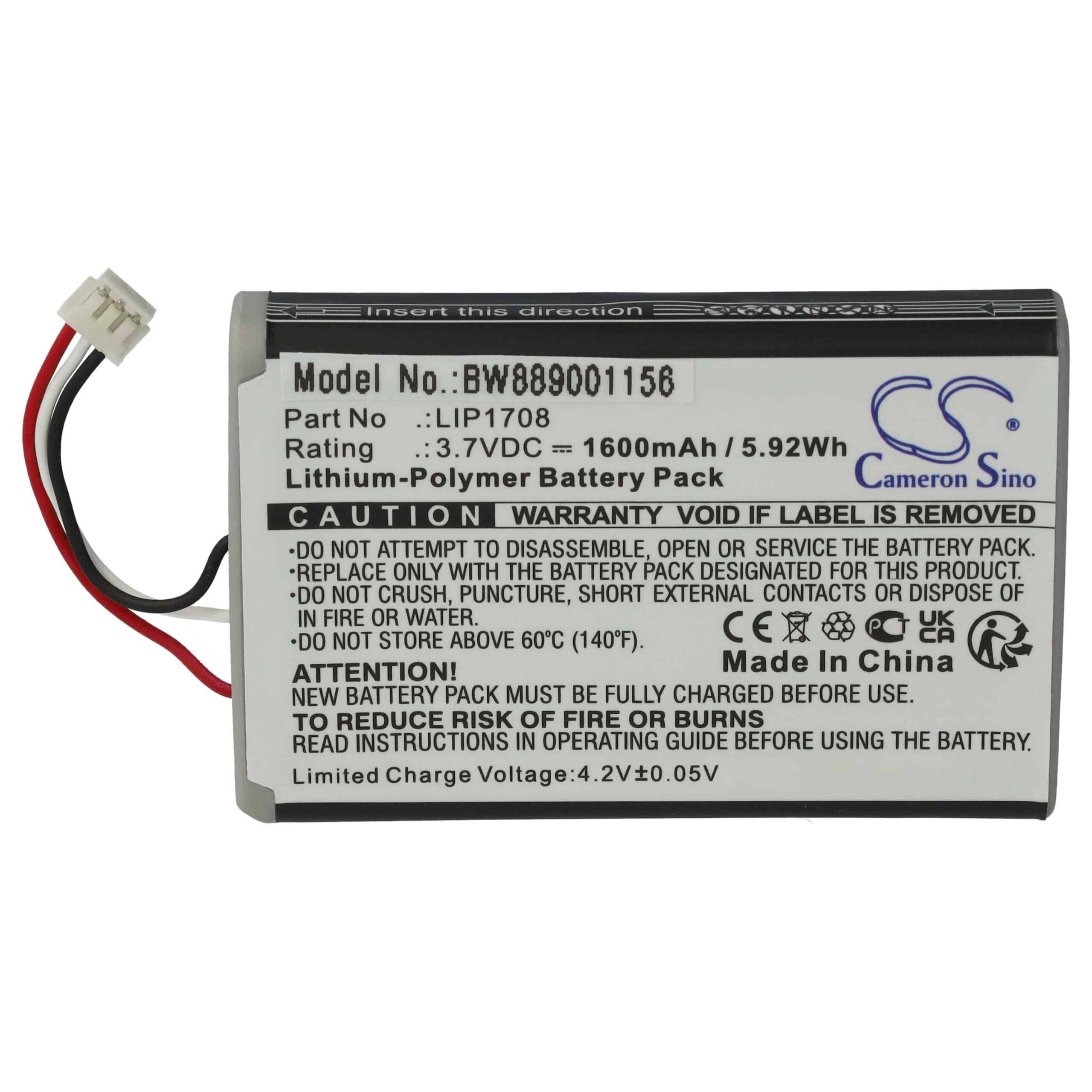 Bateria para Comando PlayStation Sony LIP1708 - 1600 mAh 3.7V Li-polímero vhbw