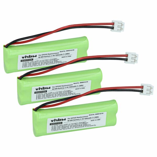 Bateria para Telefone Fixo Binatone - Conjunto de 3x 500 mAh 2.4V NiMH (Substitui GPHC05RN01, GP1010, VT50AAAALH2BMJZ)