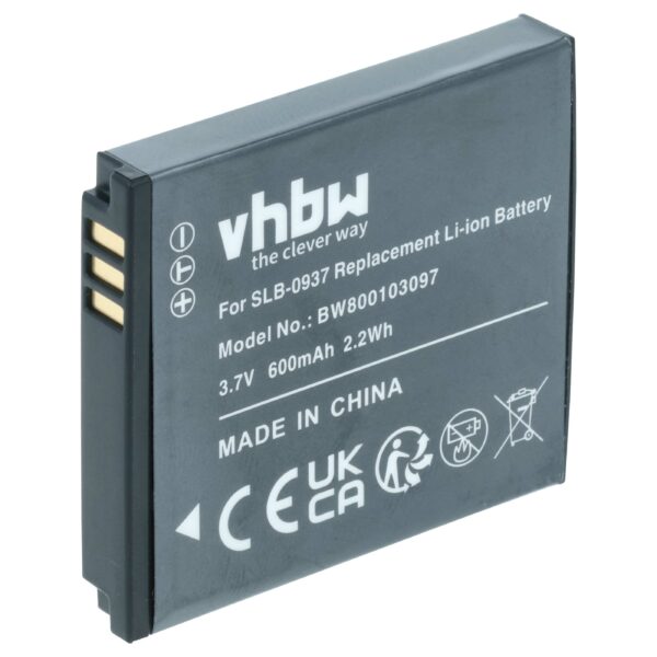 Bateria vhbw SLB-0937 para Samsung - 600mAh, 3.7V, Li-Ion