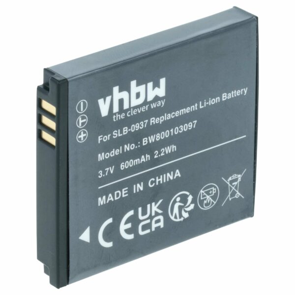 Bateria vhbw SLB-0937 para Samsung - 600mAh, 3.7V, Li-Ion