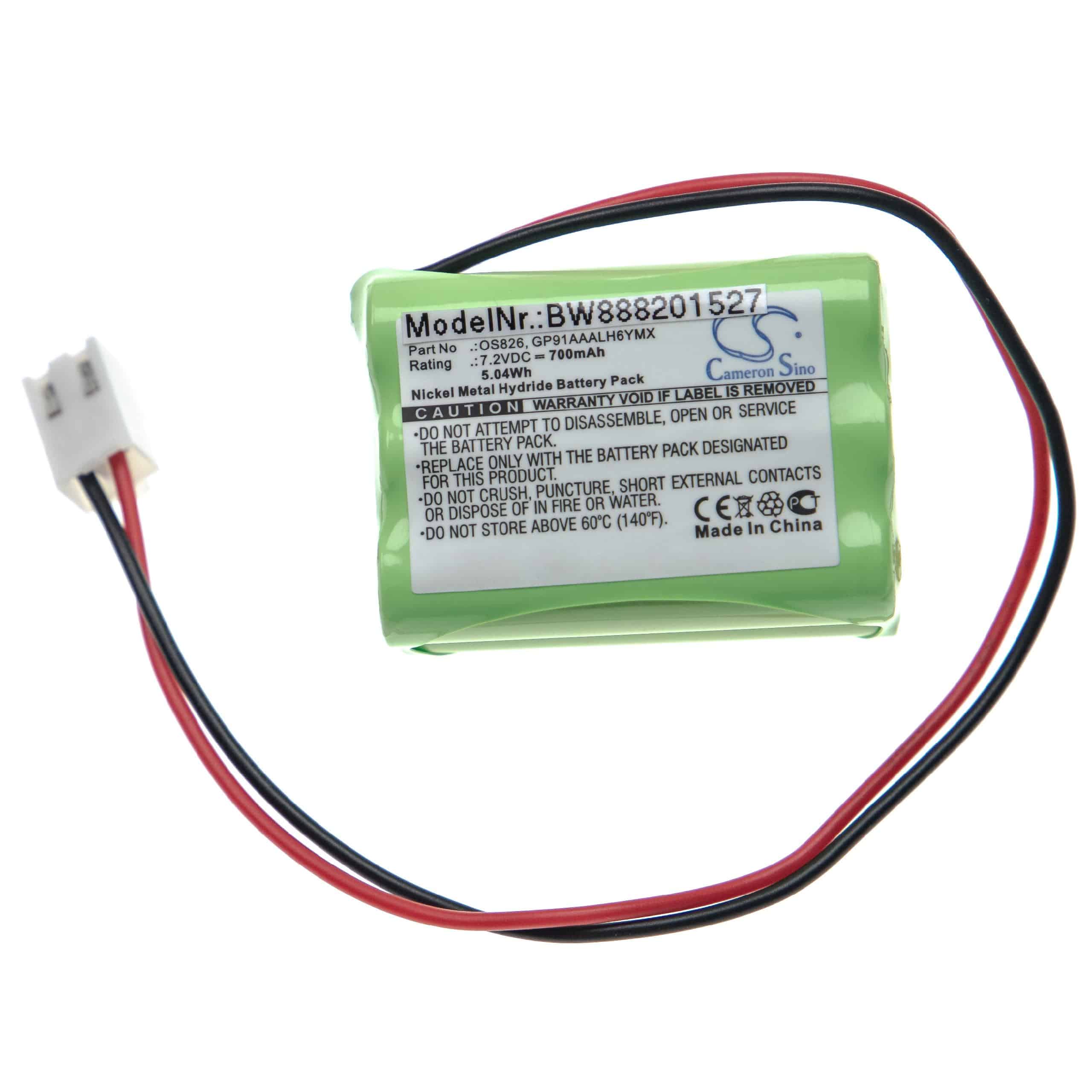 Bateria vhbw 7.2V 700mAh NiMH para Sistemas de Alarme Infinite e Marmitek - Image 3