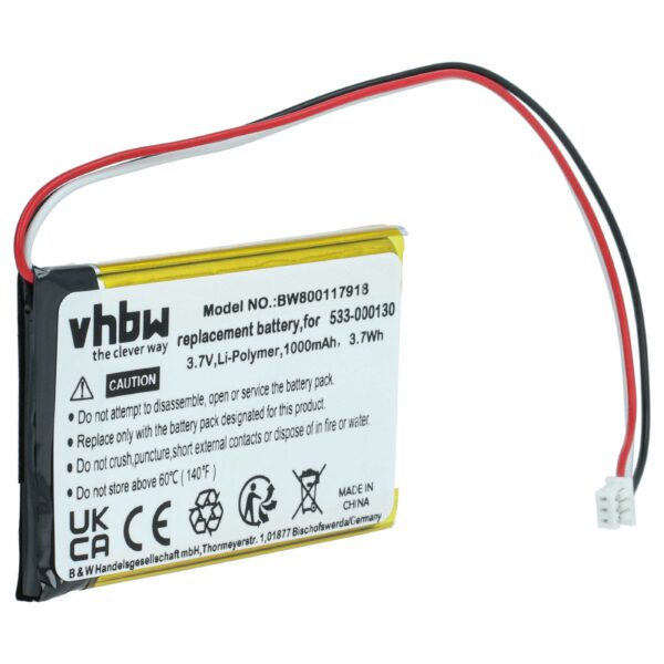 Bateria vhbw para Rato Sem Fios Logitech - 1000 mAh 3.7 V Li-polymer