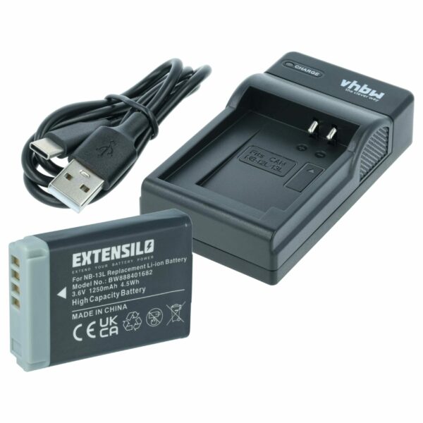 Bateria e Carregador EXTENSILO para Câmara Canon Vixia - Kit Completo com Cabo USB
