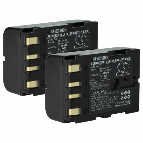 Bateria vhbw para Câmaras JVC - 2x 900 mAh 7.2V Li-Ion (BN-V416/BN-V428/BN-V408)