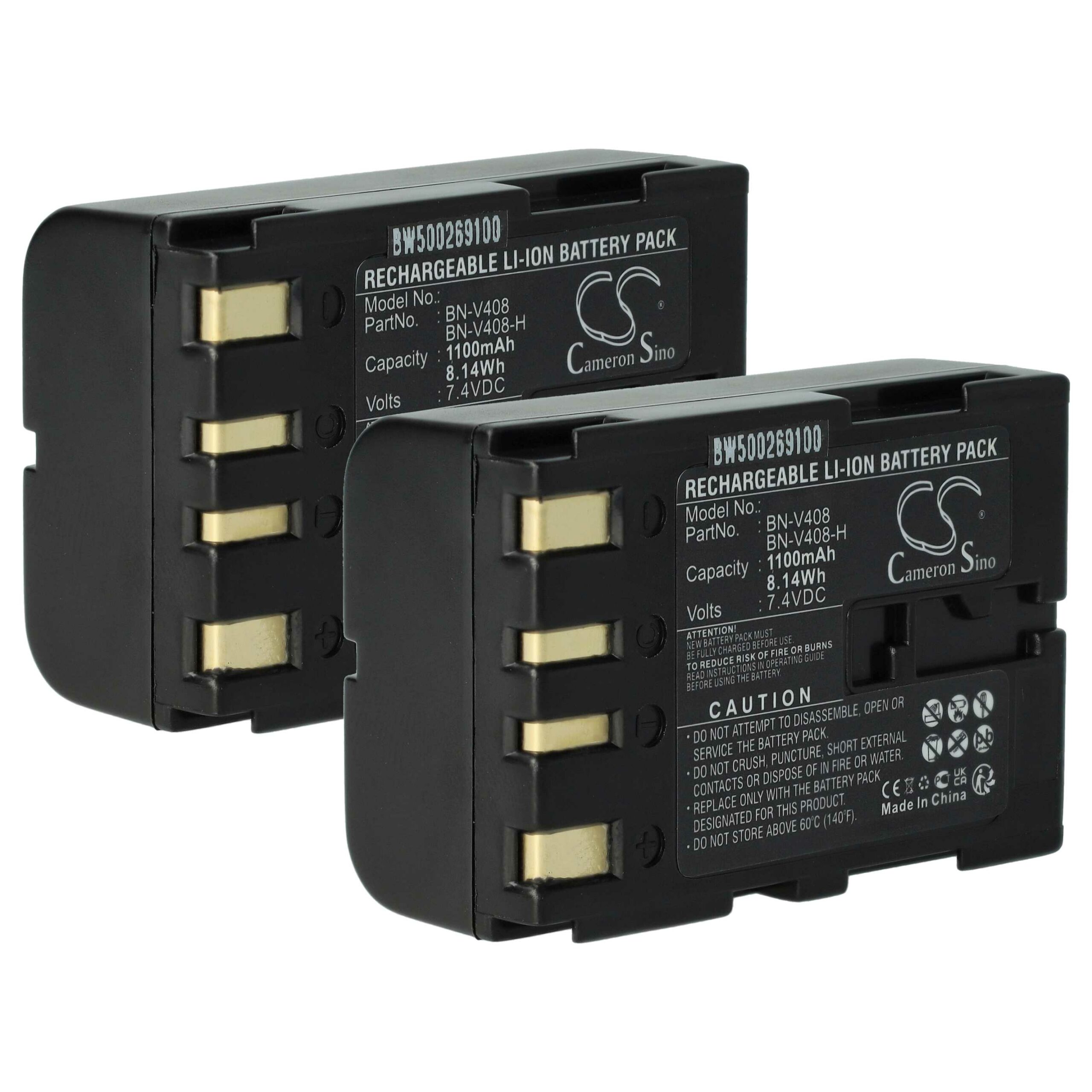 Bateria vhbw para Câmaras JVC - 2x 900 mAh 7.2V Li-Ion (BN-V416/BN-V428/BN-V408)