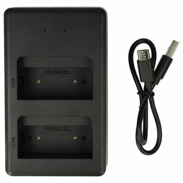 Carregador Duplo + Cabo USB C vhbw para Palfinger 1026, 13445, 16131 - Walkie Talkie 7.2V, 0.6A