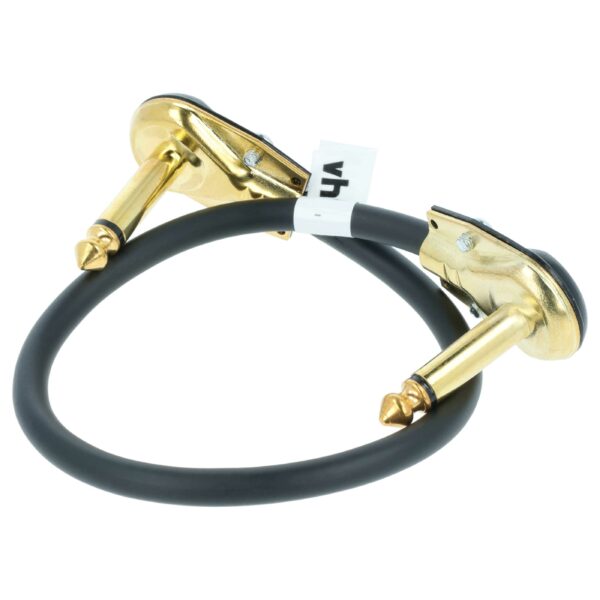 Cabo Patch vhbw com Jack 6,35 mm para Pedal de Efeitos - 30 cm, Plano, Dourado / Preto