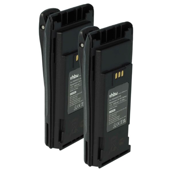 2x Bateria para Motorola NNTN4497A, NNTN4497, NNTN4496AR, NNTN4496 - 1400 mAh 7.2 V NiMH + Clip de Cintura vhbw