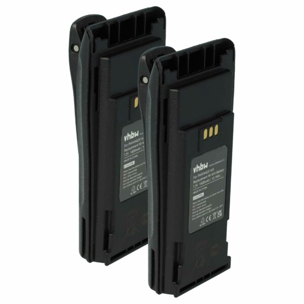 2x Bateria para Motorola NNTN4497A, NNTN4497, NNTN4496AR, NNTN4496 - 1400 mAh 7.2 V NiMH + Clip de Cintura vhbw