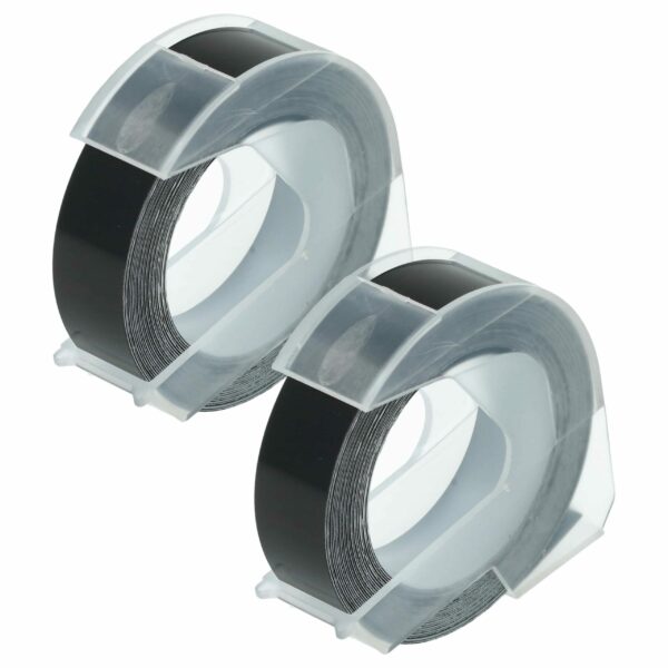 2x Fita de Etiquetas 3D em Relevo vhbw substitui Dymo 0898132 - 12 mm Branco sobre Preto